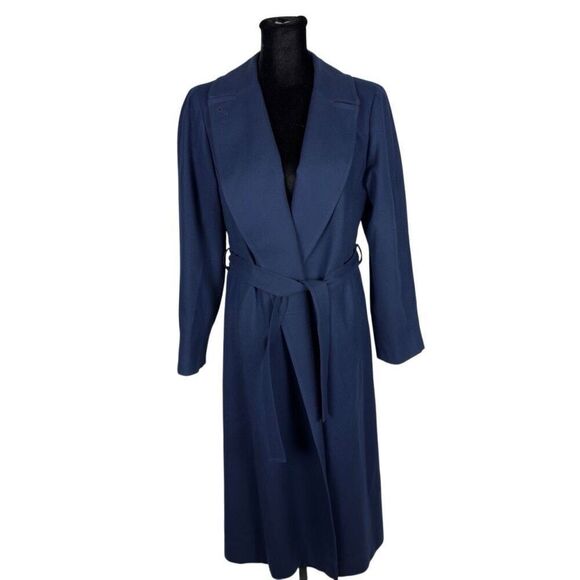 Pendleton Wool Navy Blue Belted Long Coat - Women’s 8 - Picture 1 of 8